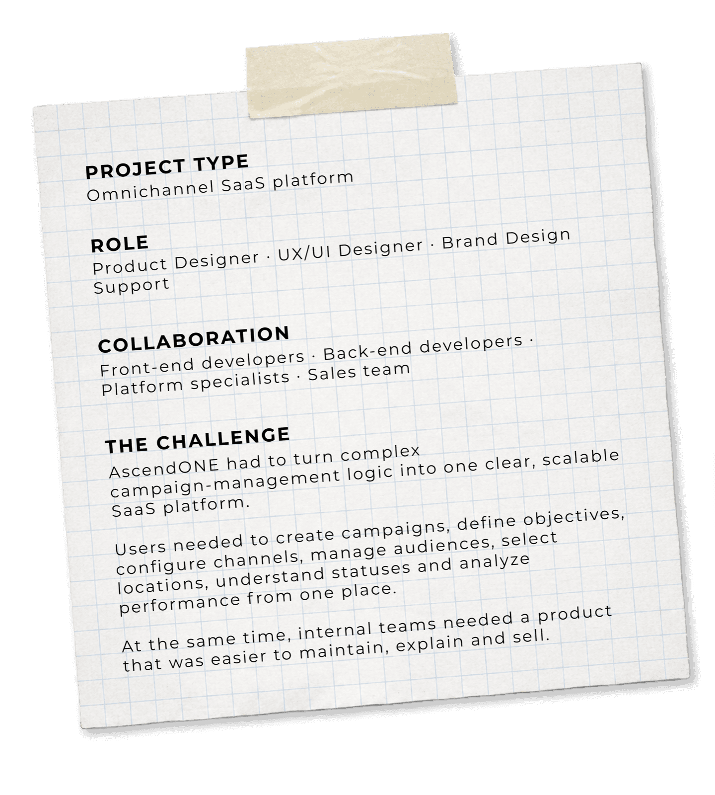 Project type, role, collaboration and the challenge