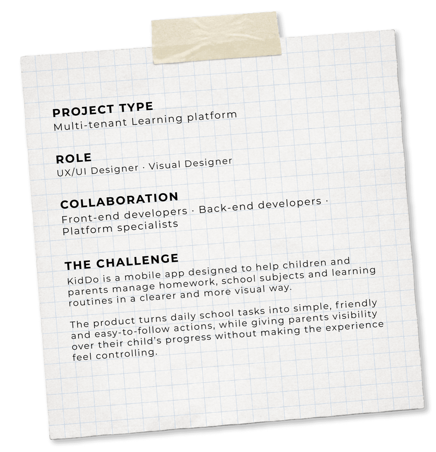Project type, role, collaboration and the challenge
