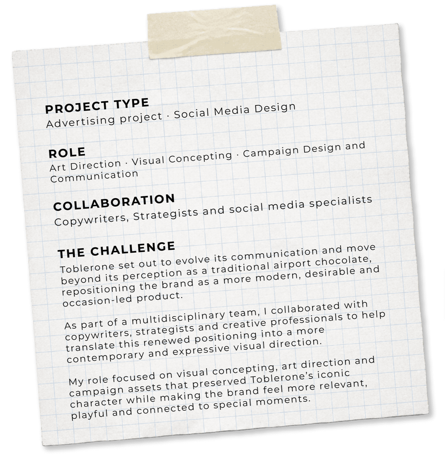 Project type, role, collaboration and the challenge